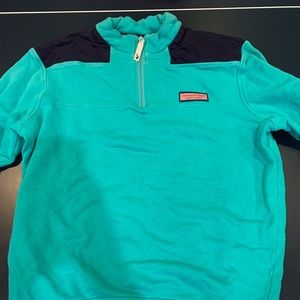 Turquoise vineyard vine quarter zip sweater
